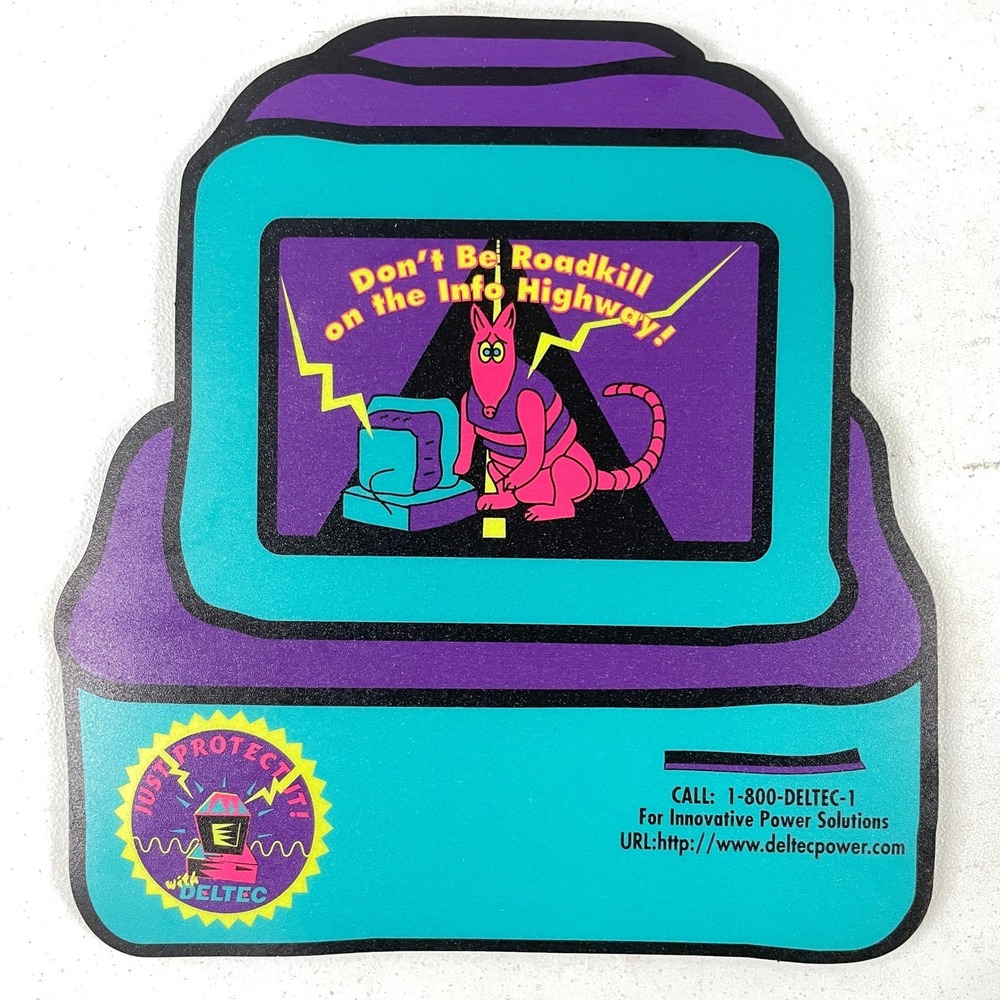 Vintage Deltec Power Mousepad Don't Be Roadkill on the Info Highway Retro 90s